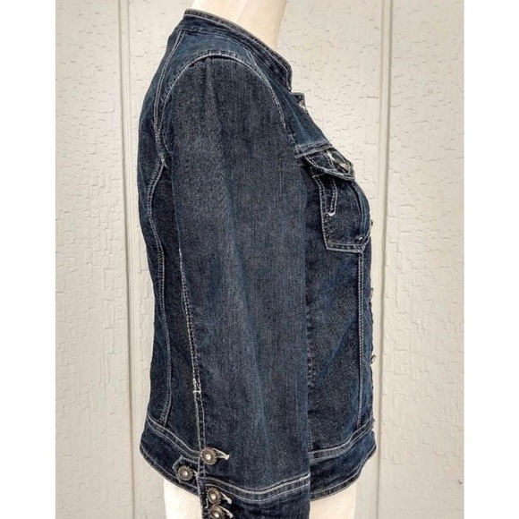 Chico's Platinum Rhinstone Jean Jacket Size Medium - Picture 12 of 12